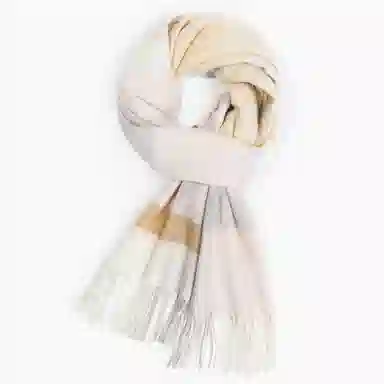 一米画纱 柔软触感经典格纹加厚保暖舒适格子条纹撞色流苏 山羊绒 绒线围巾 男女同款情侣款