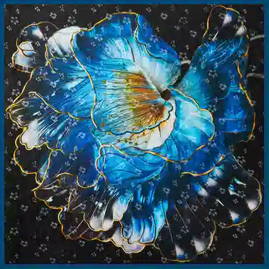 一米画纱 轻奢复古花卉图案花萝真丝喷绘优雅气质丝绸旗袍 桑蚕丝 丝巾 女款