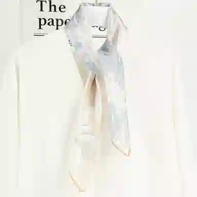 一米画纱 丝绸质感花卉图案国风印花真丝方巾踏青郊游装饰领巾拍照搭配 桑蚕丝 丝巾 女款