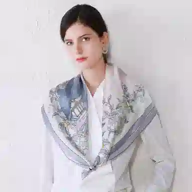 一米画纱 婉约江南中式真丝大方巾时尚印花舒适独特图案优雅百搭 桑蚕丝 丝巾 女款