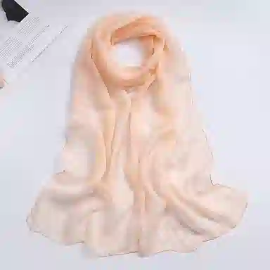 一米画纱 轻薄透气真丝雪纺窄长条长巾清新纯色简约百搭防晒拍照纱巾 桑蚕丝 丝巾 女款