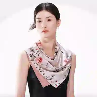 一米画纱 中式古典花园系列复古花萝方巾外搭出游气质国风双面双色 桑蚕丝 丝巾 女款