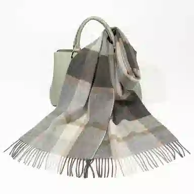 一米画纱 柔软亲肤长款加厚保暖时尚休闲气质格纹流苏潮流舒适 绵羊毛 绒线围巾 男女同款情侣款