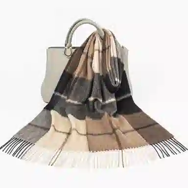 一米画纱 柔软亲肤长款加厚保暖时尚休闲气质格纹流苏潮流舒适 绵羊毛 绒线围巾 男女同款情侣款