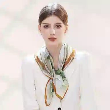 一米画纱 古典花卉雅韵国风真丝方巾旅游装饰素绸缎领巾搭配西装时尚出游 桑蚕丝 丝巾 女款