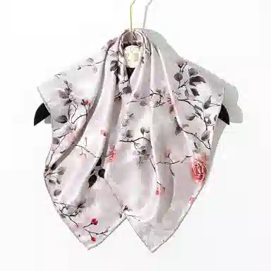 一米画纱 中式古典花园系列复古花萝方巾外搭出游气质国风双面双色 桑蚕丝 丝巾 女款