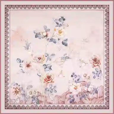 一米画纱 婉约江南中式真丝大方巾时尚印花舒适独特图案优雅百搭 桑蚕丝 丝巾 女款