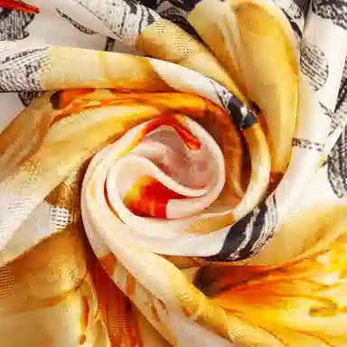 一米画纱 轻奢复古花卉图案花萝真丝喷绘优雅气质丝绸旗袍 桑蚕丝 丝巾 女款