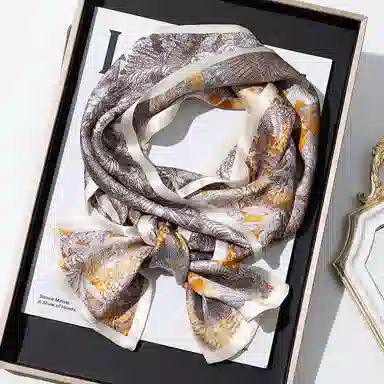 一米画纱 时尚百搭真丝双层喷绘飘带优雅气质长条领巾轻盈装饰 桑蚕丝 丝巾 女款