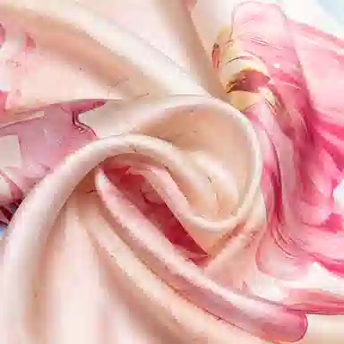 一米画纱 丝绸质感花卉图案国风印花真丝方巾踏青郊游装饰领巾拍照搭配 桑蚕丝 丝巾 女款