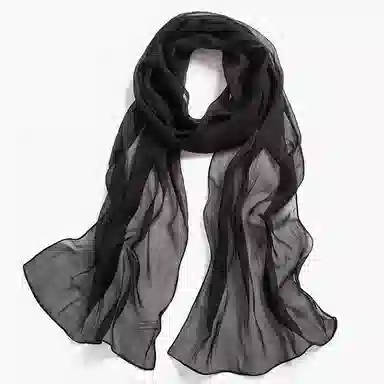 一米画纱 轻薄透气真丝雪纺窄长条长巾清新纯色简约百搭防晒拍照纱巾 桑蚕丝 丝巾 女款