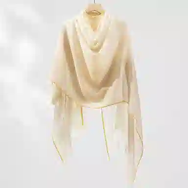 一米画纱 轻奢色织轻盈柔软亲肤细腻保暖外搭气质披肩高级感 山羊绒 绒线围巾 女款