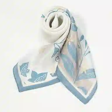 一米画纱 丝绸质感花卉图案国风印花真丝方巾踏青郊游装饰领巾拍照搭配 桑蚕丝 丝巾 女款