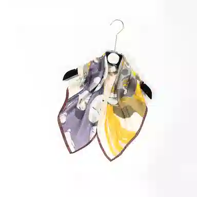 一米画纱 古典花卉雅韵国风真丝方巾旅游装饰素绸缎领巾搭配西装时尚出游 桑蚕丝 丝巾 女款