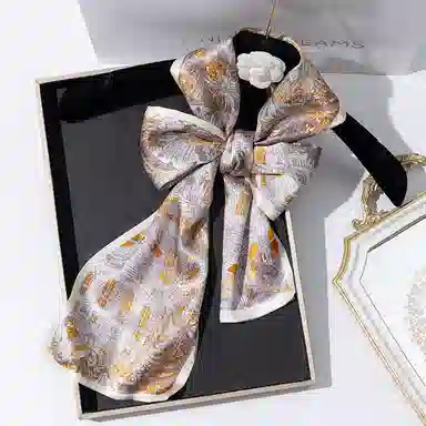 一米画纱 时尚百搭真丝双层喷绘飘带优雅气质长条领巾轻盈装饰 桑蚕丝 丝巾 女款