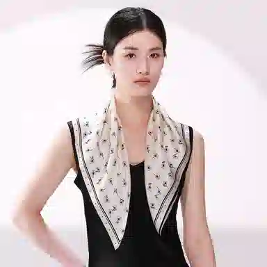 一米画纱 古典花卉雅韵国风真丝方巾旅游装饰素绸缎领巾搭配西装时尚出游 桑蚕丝 丝巾 女款