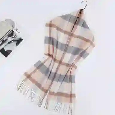 一米画纱 柔软触感经典格纹加厚保暖舒适格子条纹撞色流苏 山羊绒 绒线围巾 男女同款情侣款