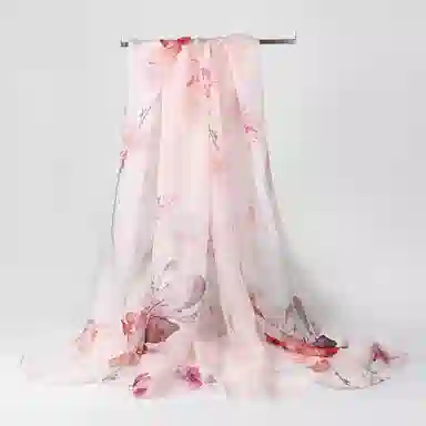 一米画纱 田园花卉轻盈飘逸中式浪漫雪纺真丝沙巾丝滑细腻披肩 桑蚕丝 丝巾 女款