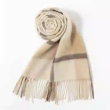 一米画纱 柔软触感经典格纹加厚保暖舒适格子条纹撞色流苏 山羊绒 绒线围巾 男女同款情侣款