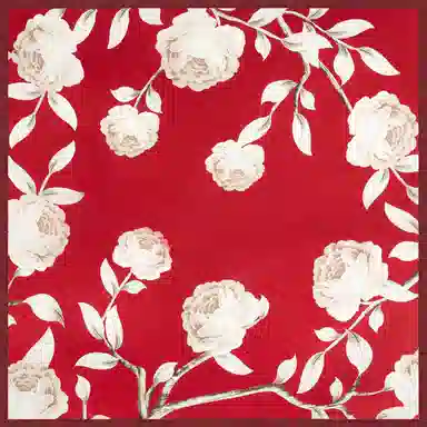 一米画纱 丝绸质感花卉图案国风印花真丝方巾踏青郊游装饰领巾拍照搭配 桑蚕丝 丝巾 女款