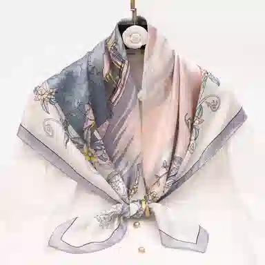 一米画纱 婉约江南中式真丝大方巾时尚印花舒适独特图案优雅百搭 桑蚕丝 丝巾 女款