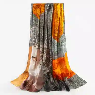 一米画纱 国风古典花卉真丝高级感提花浪漫色彩长巾外出轻盈飘逸披肩 桑蚕丝 丝巾 女款