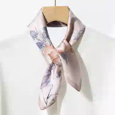 一米画纱 优雅中式花朵图案精致真丝材质高品质斜纹绸印花方巾如画系列 桑蚕丝 丝巾 女款