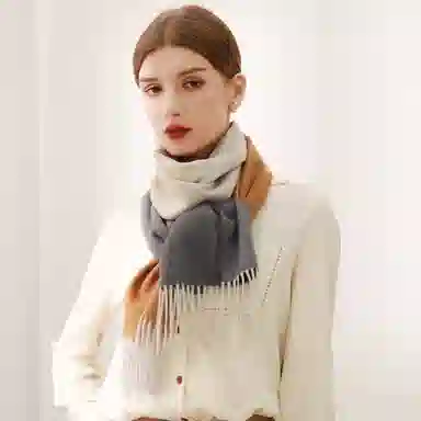 一米画纱 高级感小众气质流苏渐变时尚加厚保暖外搭防寒粗纺工艺 山羊绒 绒线围巾 女款