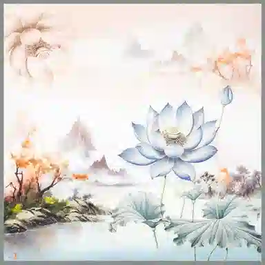 一米画纱 丝绸质感花卉图案国风印花真丝方巾踏青郊游装饰领巾拍照搭配 桑蚕丝 丝巾 女款