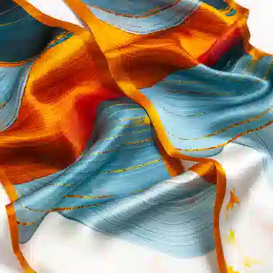 一米画纱 时尚百搭真丝双层喷绘飘带优雅气质长条领巾轻盈装饰 桑蚕丝 丝巾 女款