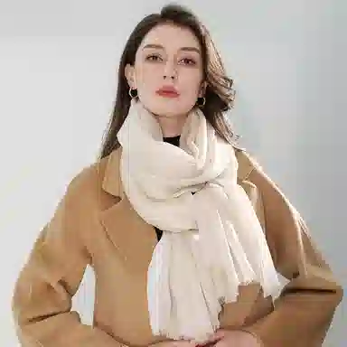 一米画纱 轻奢色织轻盈柔软亲肤细腻保暖外搭气质披肩高级感 山羊绒 绒线围巾 女款