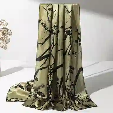 一米画纱 轻奢古典清新国风优雅印花奢靡系列气质旗袍 桑蚕丝 丝巾 女款