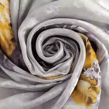 一米画纱 国风古典花卉真丝高级感提花浪漫色彩长巾外出轻盈飘逸披肩 桑蚕丝 丝巾 女款