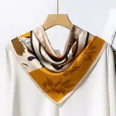 一米画纱 双面双色斜纹绸精致工艺喷绘真丝方巾优雅气质西装领巾 桑蚕丝 丝巾 女款