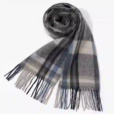 一米画纱 柔软亲肤长款加厚保暖时尚休闲气质格纹流苏潮流舒适 绵羊毛 绒线围巾 男女同款情侣款