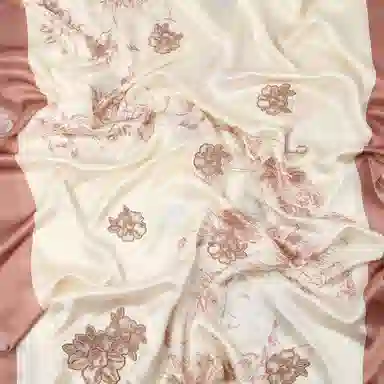 一米画纱 奢靡凝香高贵精致古典气质重工贴花喷绘真丝长款 桑蚕丝 丝巾 女款