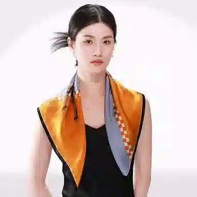 一米画纱 古典花卉雅韵国风真丝方巾旅游装饰素绸缎领巾搭配西装时尚出游 桑蚕丝 丝巾 女款