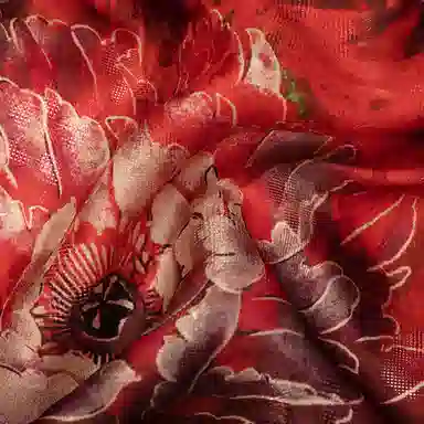 一米画纱 轻奢复古花卉图案花萝真丝喷绘优雅气质丝绸旗袍 桑蚕丝 丝巾 女款