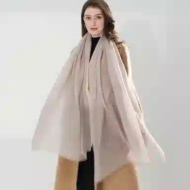 一米画纱 轻奢色织轻盈柔软亲肤细腻保暖外搭气质披肩高级感 山羊绒 绒线围巾 女款