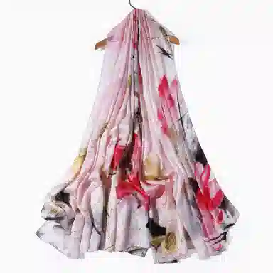 一米画纱 国风古典花卉真丝高级感提花浪漫色彩长巾外出轻盈飘逸披肩 桑蚕丝 丝巾 女款