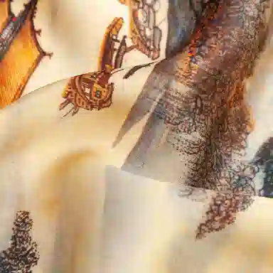 一米画纱 古典花卉雅韵国风真丝方巾旅游装饰素绸缎领巾搭配西装时尚出游 桑蚕丝 丝巾 女款