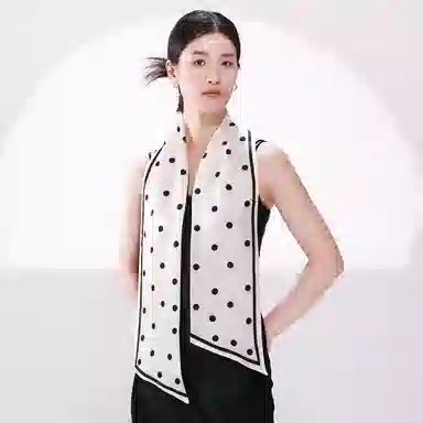 一米画纱 时尚百搭真丝双层喷绘飘带优雅气质长条领巾轻盈装饰 桑蚕丝 丝巾 女款