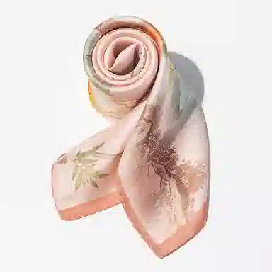 一米画纱 优雅中式花朵图案精致真丝材质高品质斜纹绸印花方巾如画系列 桑蚕丝 丝巾 女款