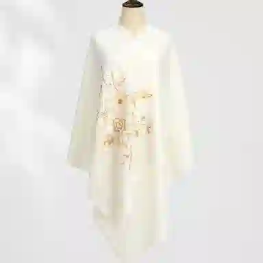 一米画纱 中式古典国风花卉贴花结婚喜宴亲肤防风保暖披风优雅精致外搭 绵羊毛 披肩 女款