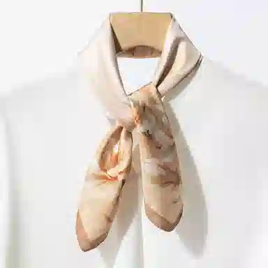 一米画纱 优雅中式花朵图案精致真丝材质高品质斜纹绸印花方巾如画系列 桑蚕丝 丝巾 女款