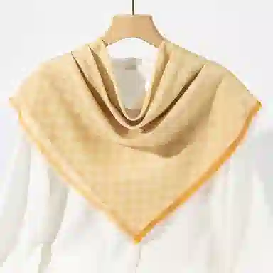 一米画纱 高格调细密轻盈柔软舒适亲肤保暖大方巾清新水溶色织格优雅个性毛须边 绵羊毛 绒线围巾 女款