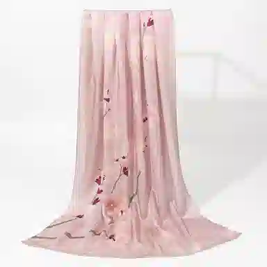 一米画纱 紫薇系列高级感立体花朵钉珠素绉缎旗袍外出中式印花 桑蚕丝 丝巾 女款