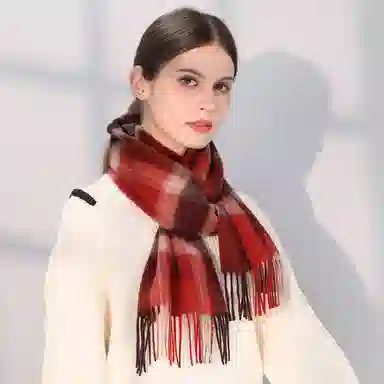 一米画纱 柔软亲肤长款加厚保暖时尚休闲气质格纹流苏潮流舒适 绵羊毛 绒线围巾 男女同款情侣款