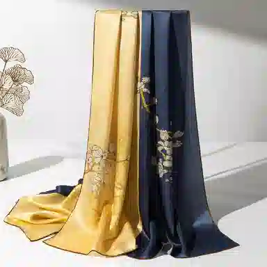 一米画纱 轻奢古典清新国风优雅印花奢靡系列气质旗袍 桑蚕丝 丝巾 女款