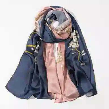 一米画纱 轻奢古典清新国风优雅印花奢靡系列气质旗袍 桑蚕丝 丝巾 女款